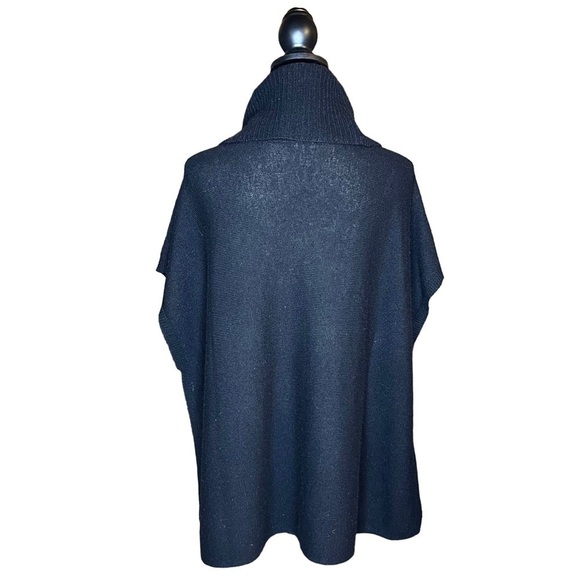 Halogen Cashmere Wool Blend Black Cowlneck Poncho Sweater XS/S Oversized - Picture 7 of 8